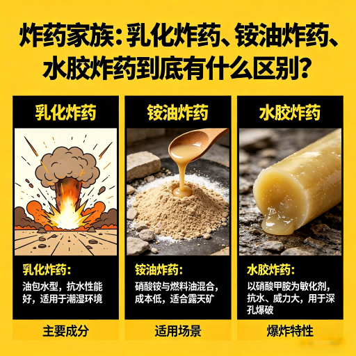 伊州炸药家族：乳化炸药、铵油炸药、水胶炸药到底有什么区别？